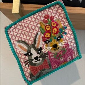 Karma Living Bunny Embroidered Decorative Pot Holder